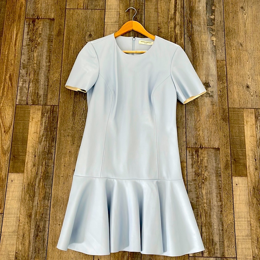 Amanda Uprichard Baby Blue Leather Dress